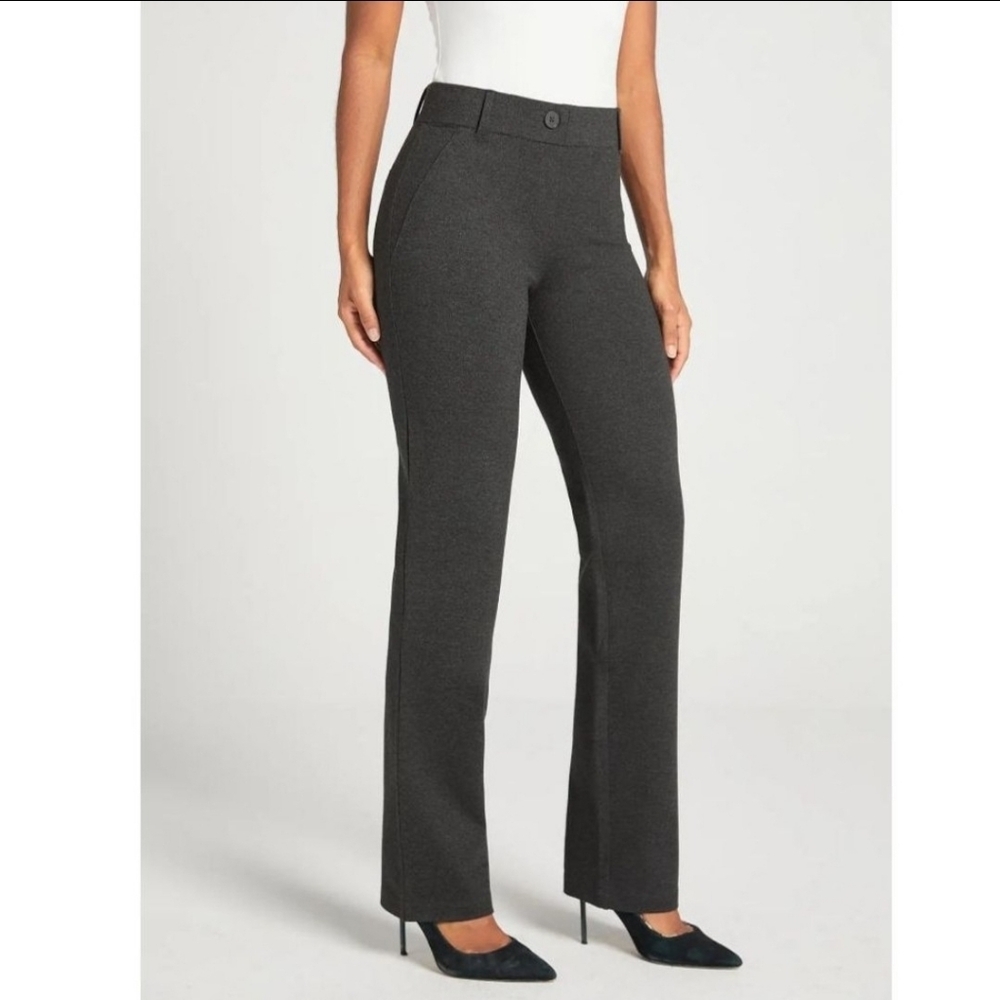 NWOT Betabrand Straight Leg Dress Yoga Pants Heatered Charcoal Gray Size M‎